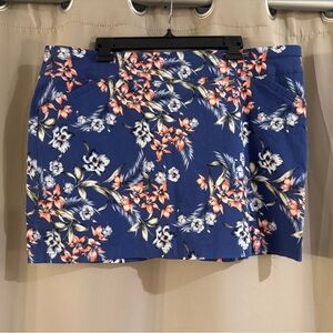 Mario Serrani Blue and Orange Floral Skirt with built in shorts